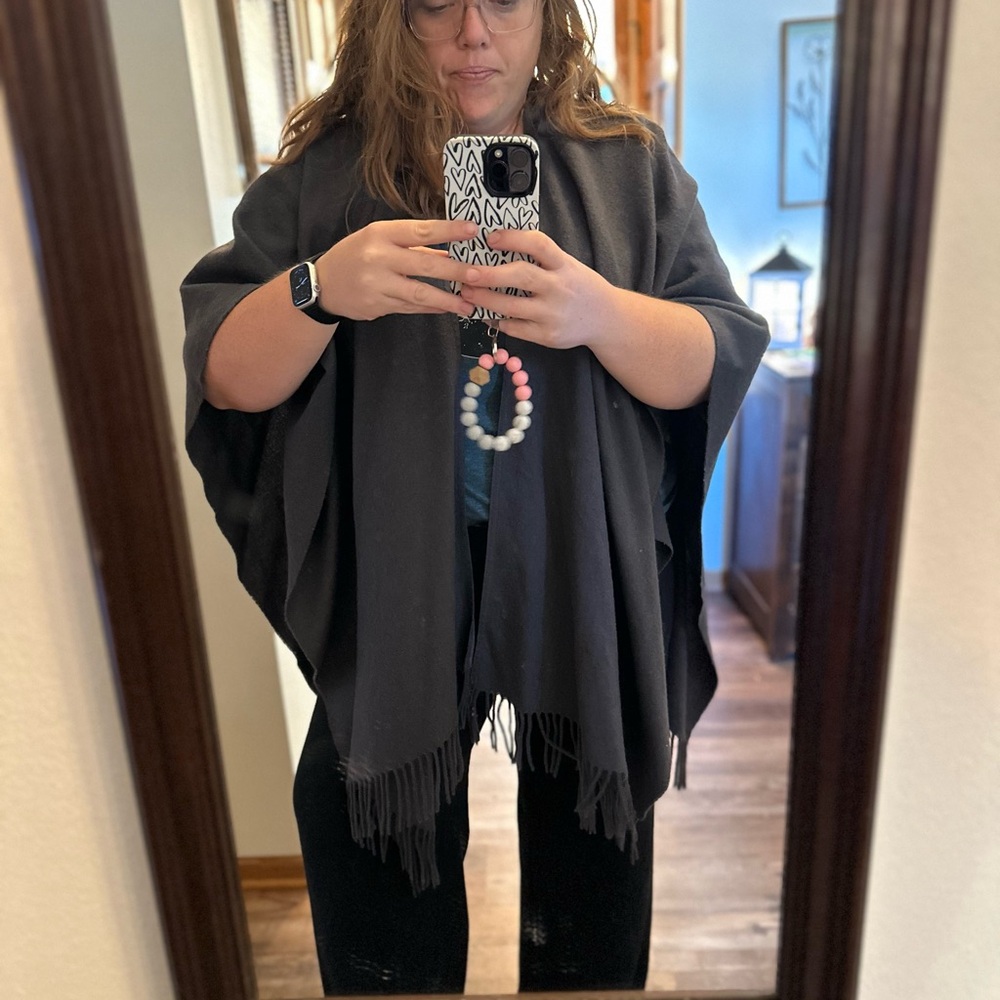 Lands' End Women's Black Poncho - plus size